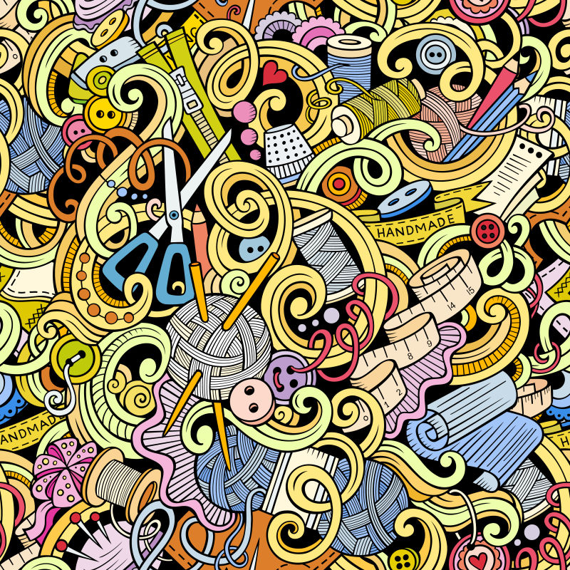 手工缝制涂鸦矢量图