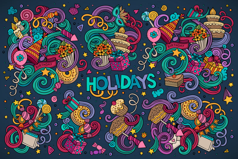 节日美食涂鸦矢量图
