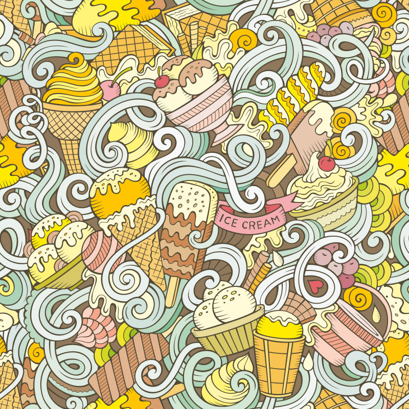 冰淇淋涂鸦矢量图