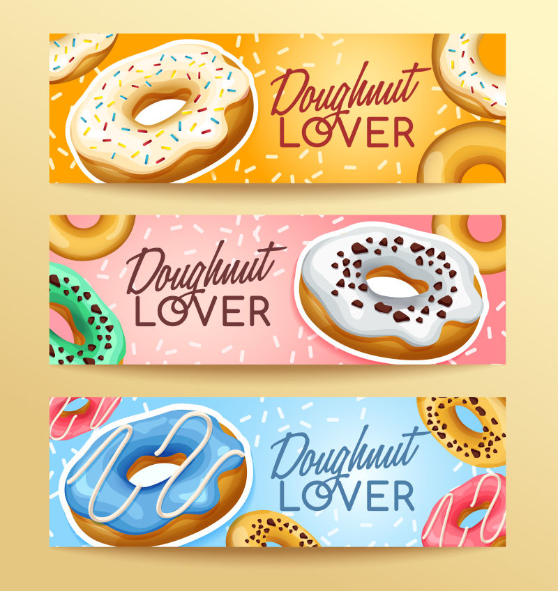 甜甜圈横幅设计矢量包