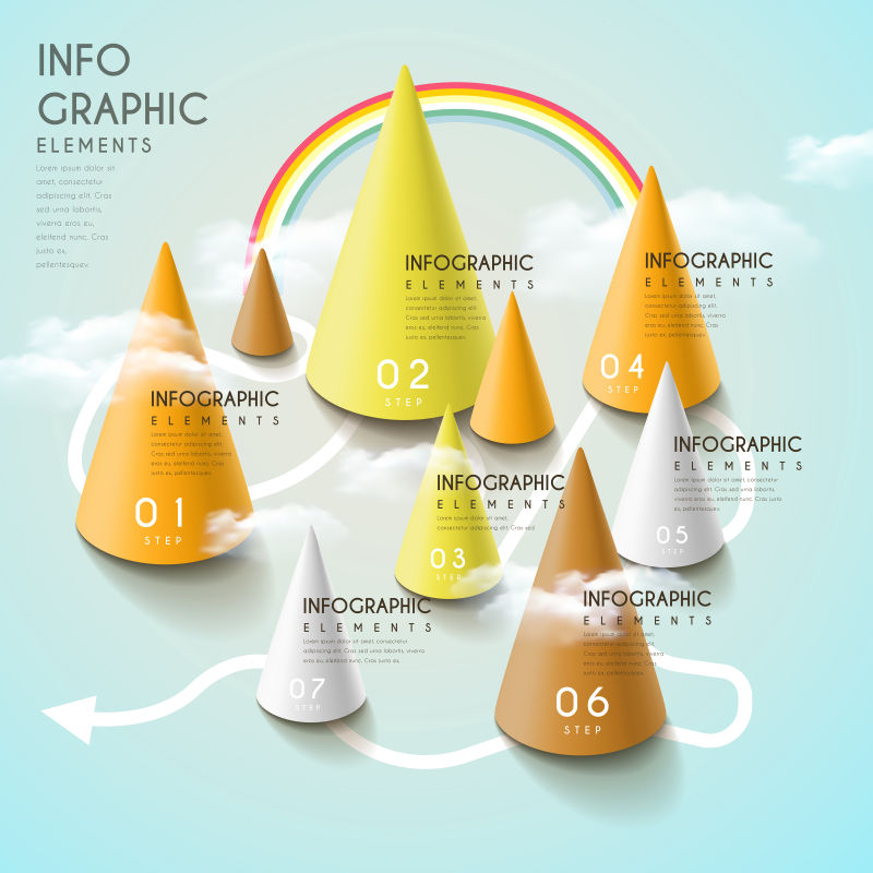 具有三角锥立体元素的信息设计矢量