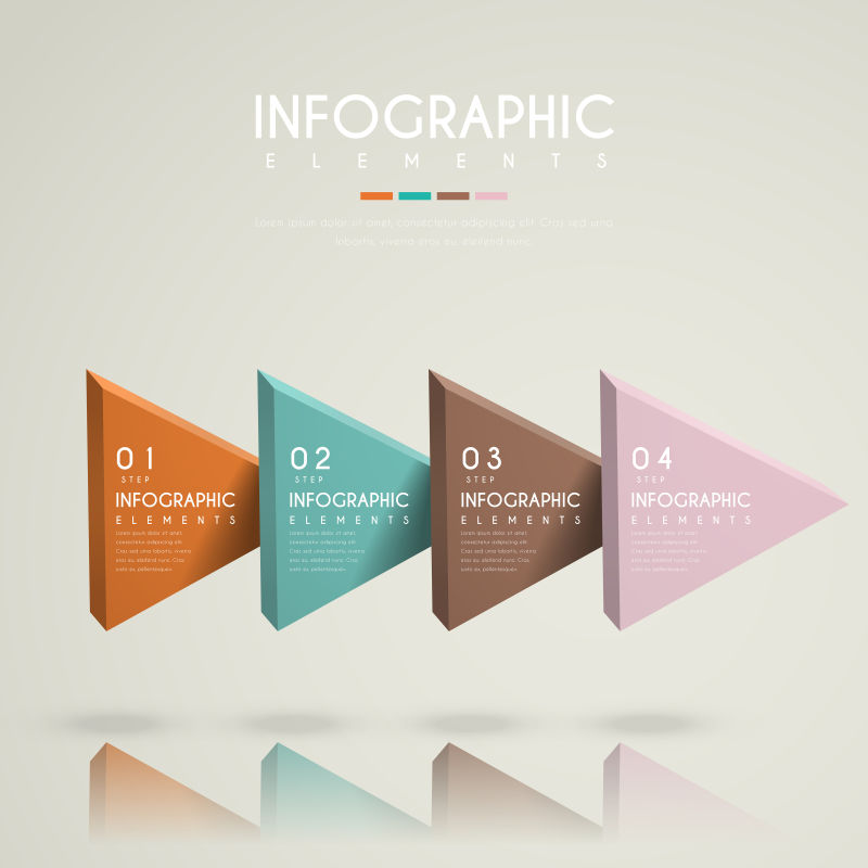 立体三角形元素的信息图表设计矢量