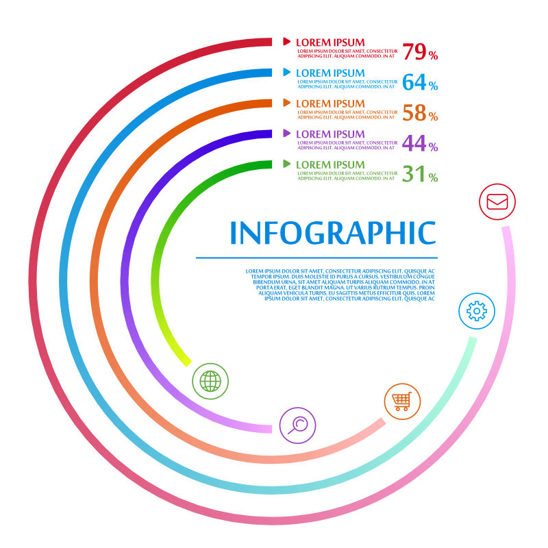 矢量多彩漩涡式可视化信息图表设计