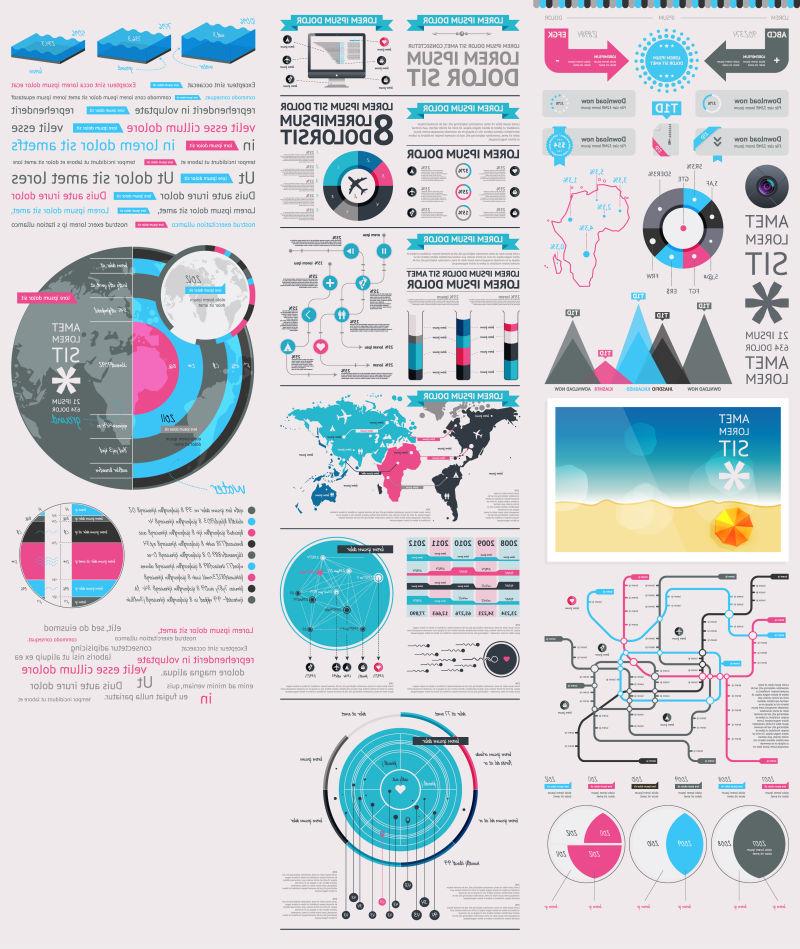按钮和菜单的信息图表元素矢量