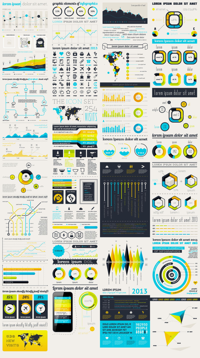 按钮和菜单的信息图表元素