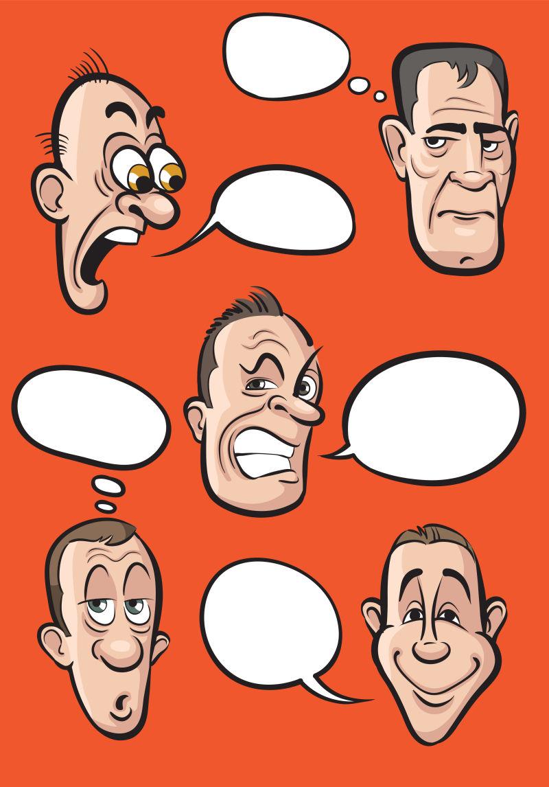 情感面孔与语音气球矢量集