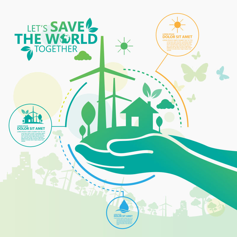 矢量生态概念的创意平面背景