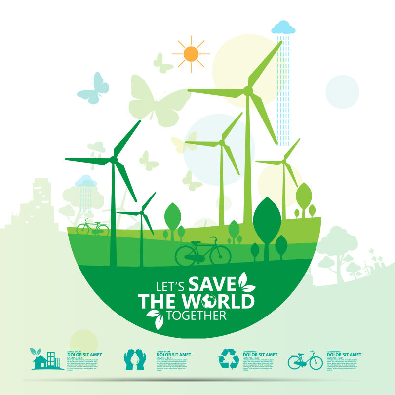 创意矢量拯救生态概念背景