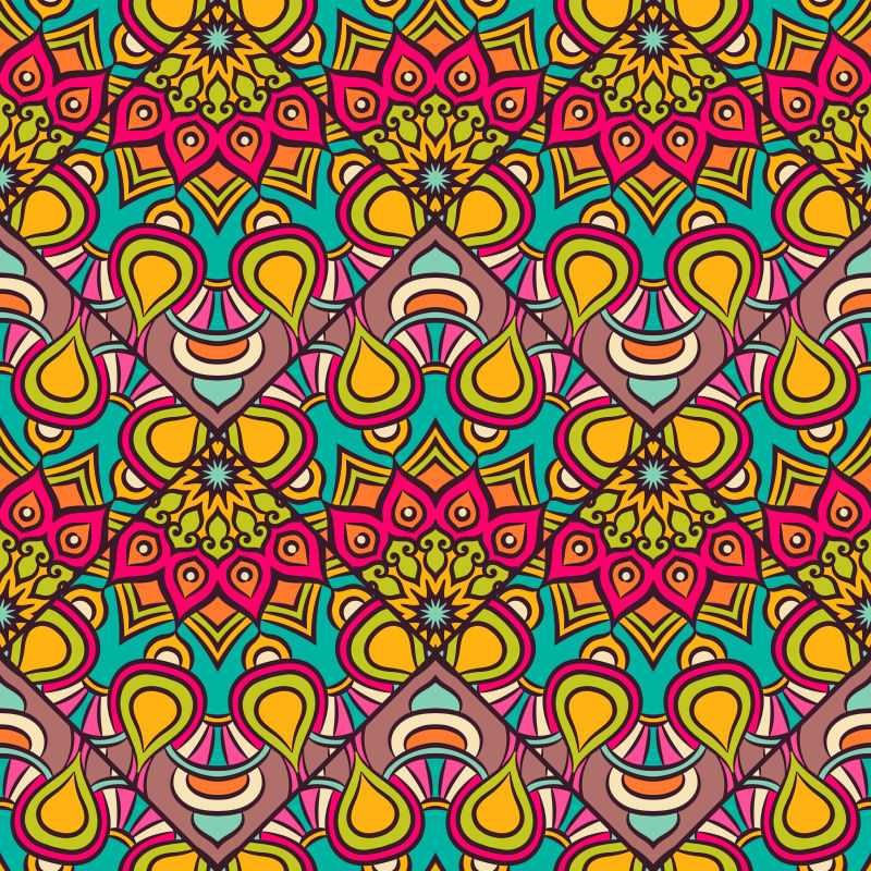 复古传统花卉矢量插图