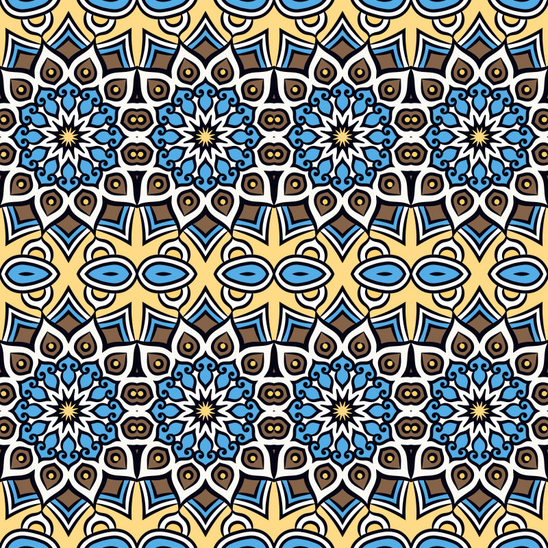 矢量抽象传统花卉图案