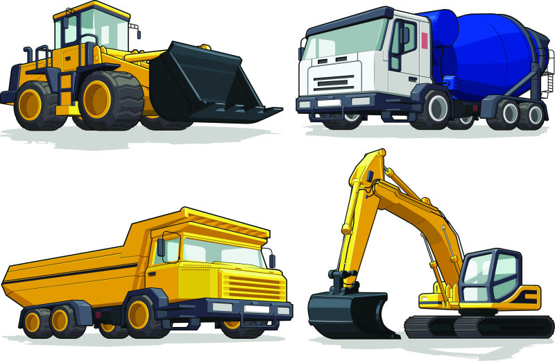 重型工业机器矢量插图