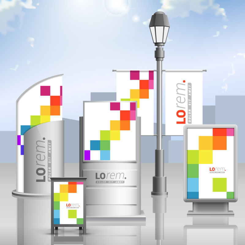 彩色户外广告牌矢量设计