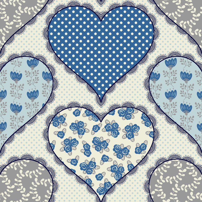 矢量彩色心形图案