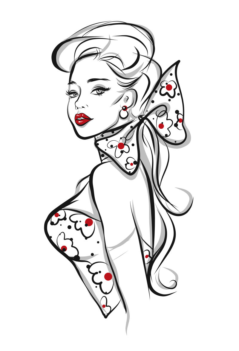 手绘性感美女插图矢量设计