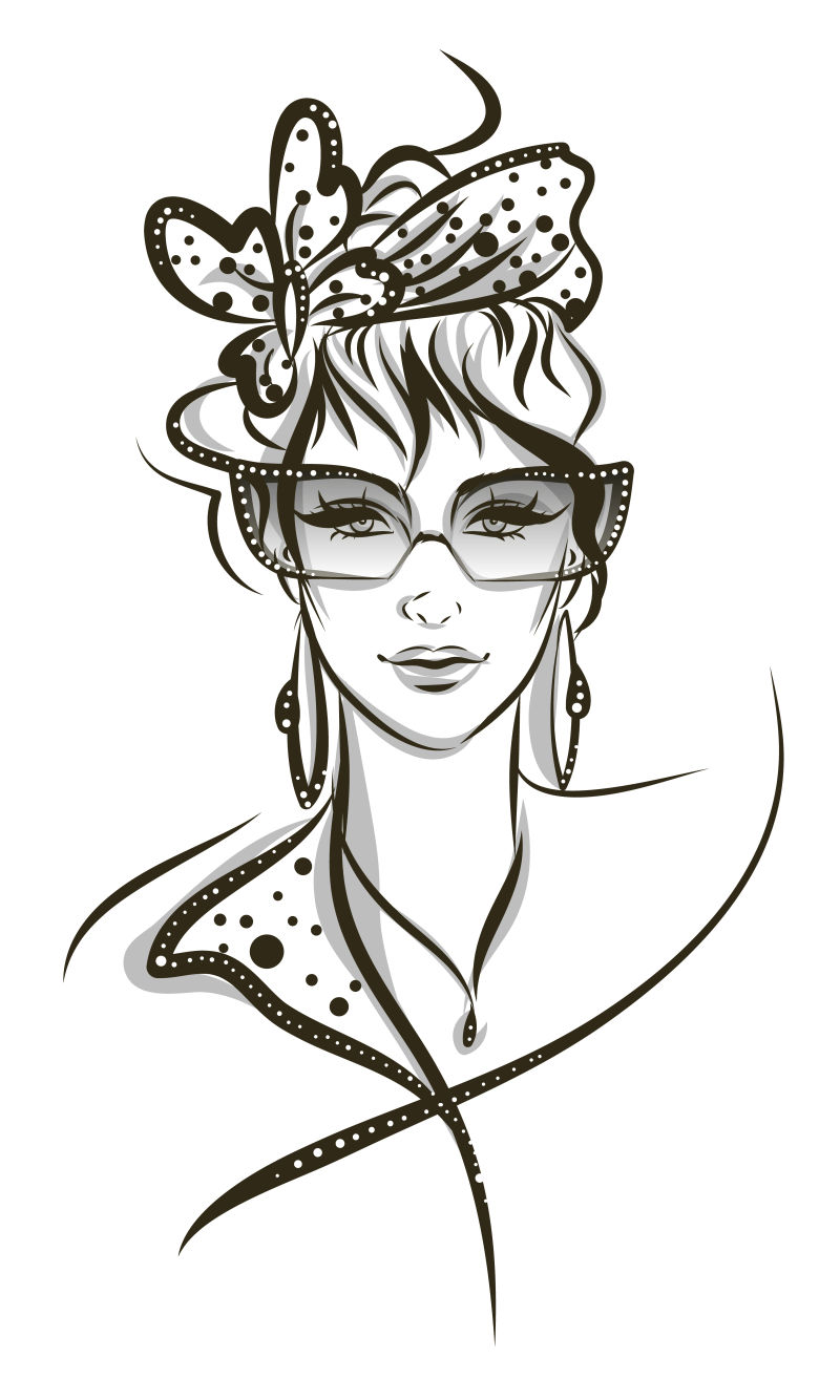 矢量的手绘美女插图