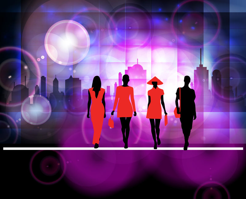 女性时尚剪影矢量