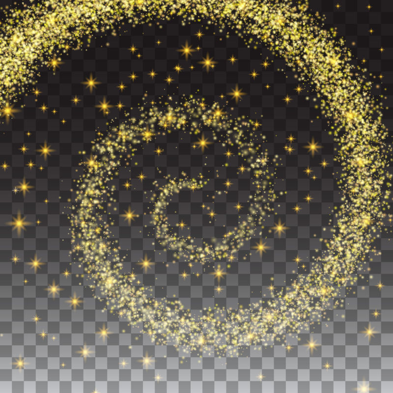绚丽的金色螺旋粒子矢量插图