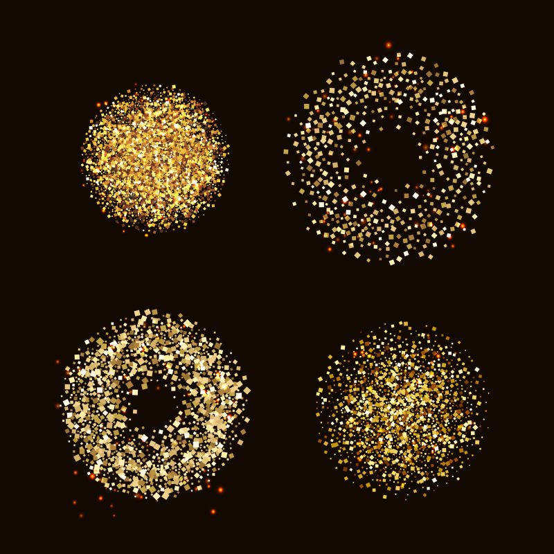 矢量的金色发光粒子插图