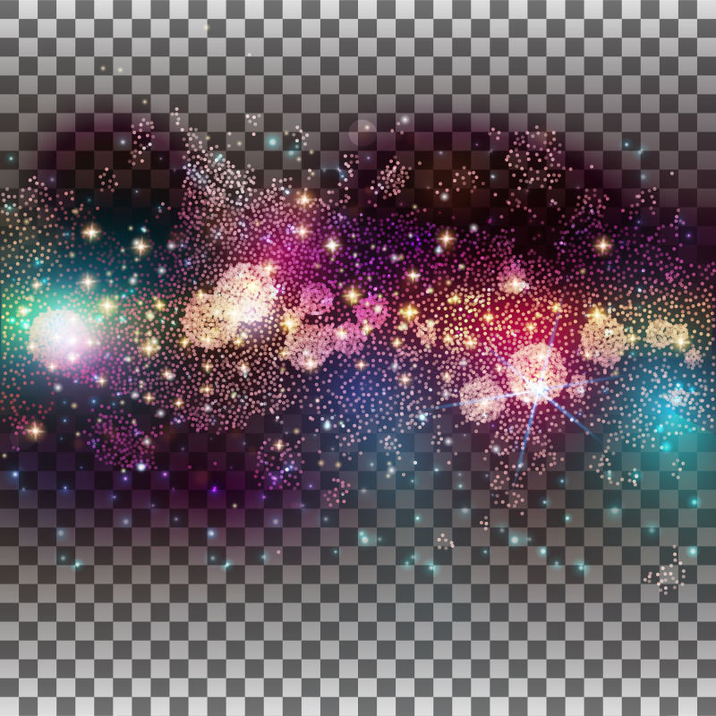 绚丽的彩色烟花矢量插图