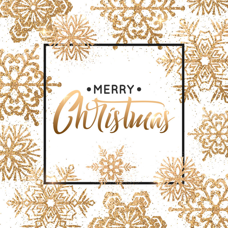 优雅矢量的圣诞节背景与金色雪花贺卡