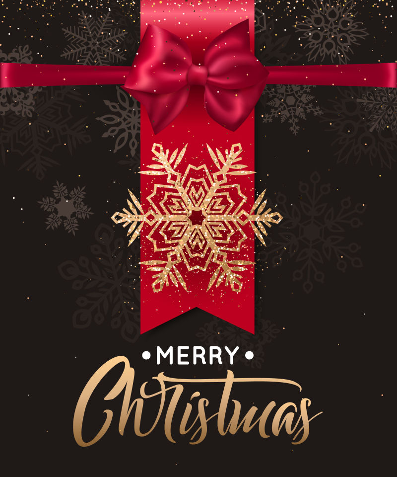 矢量优雅的圣诞节背景与金色雪花贺卡