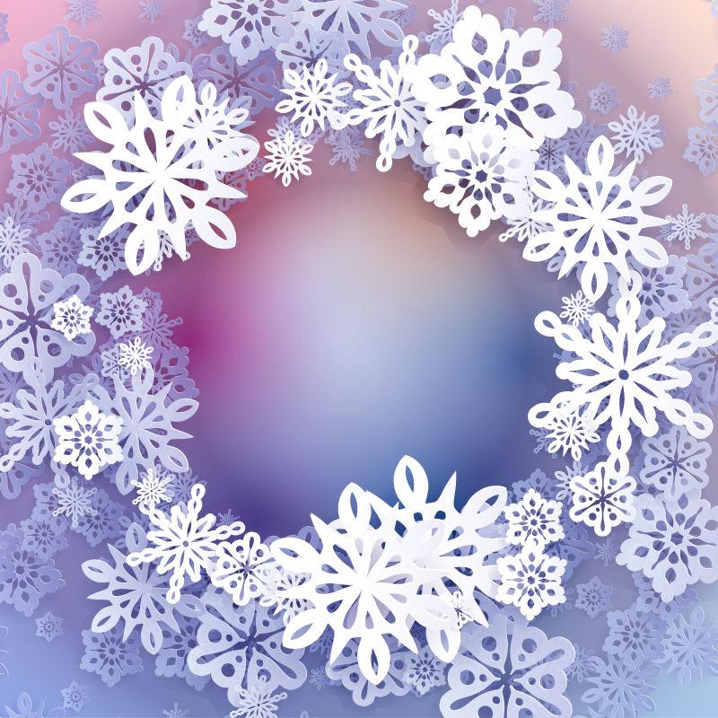 矢量紫色圣诞雪花背景