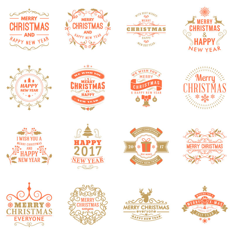 圣诞邀请函的装饰徽章矢量插图