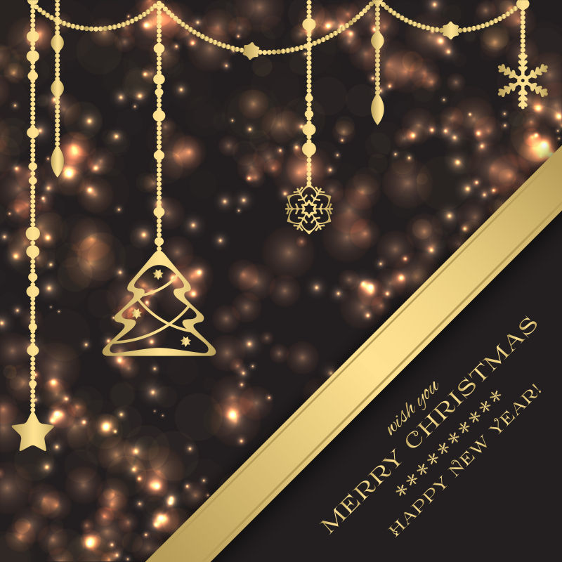 圣诞节金色装饰背景矢量图