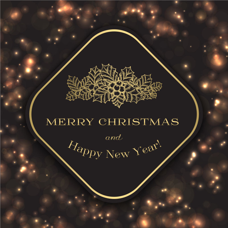 圣诞节金色装饰卡片矢量图