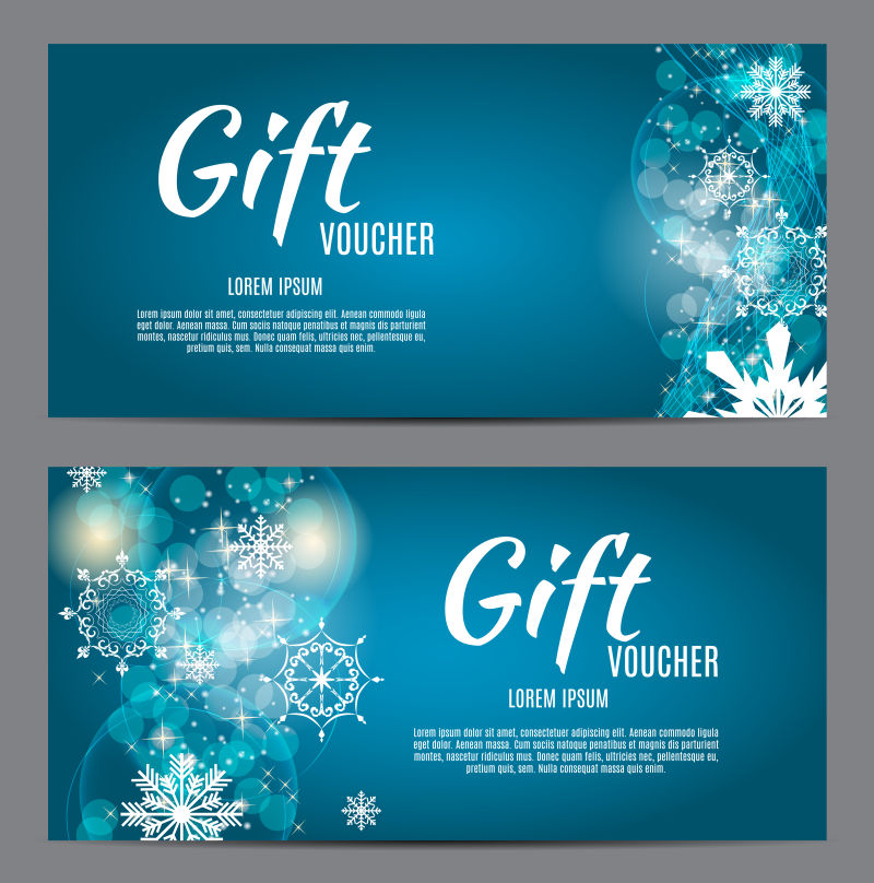 创意矢量蓝色圣诞礼品券设计