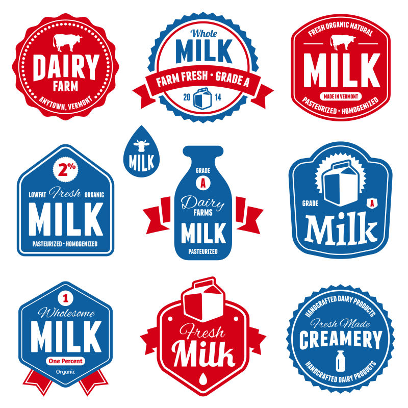 健康奶制品标签矢量设计