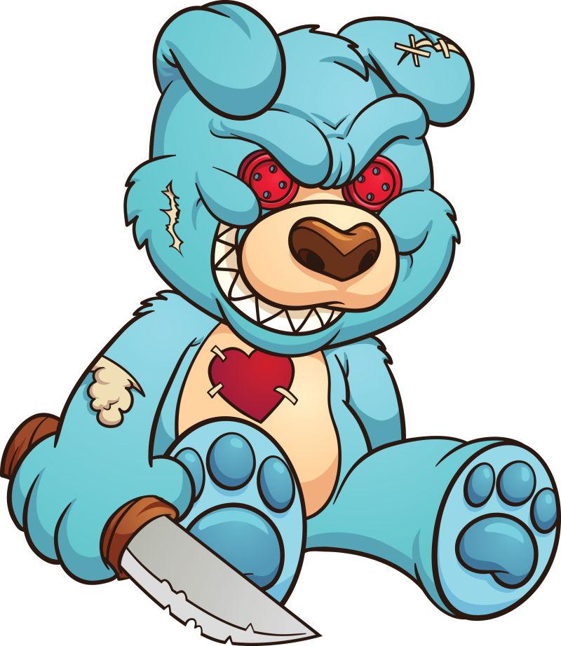 矢量卡通邪恶的泰迪熊玩具