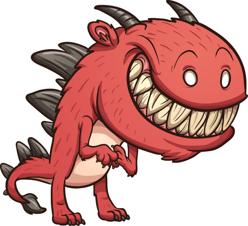 矢量微笑的卡通红色怪物