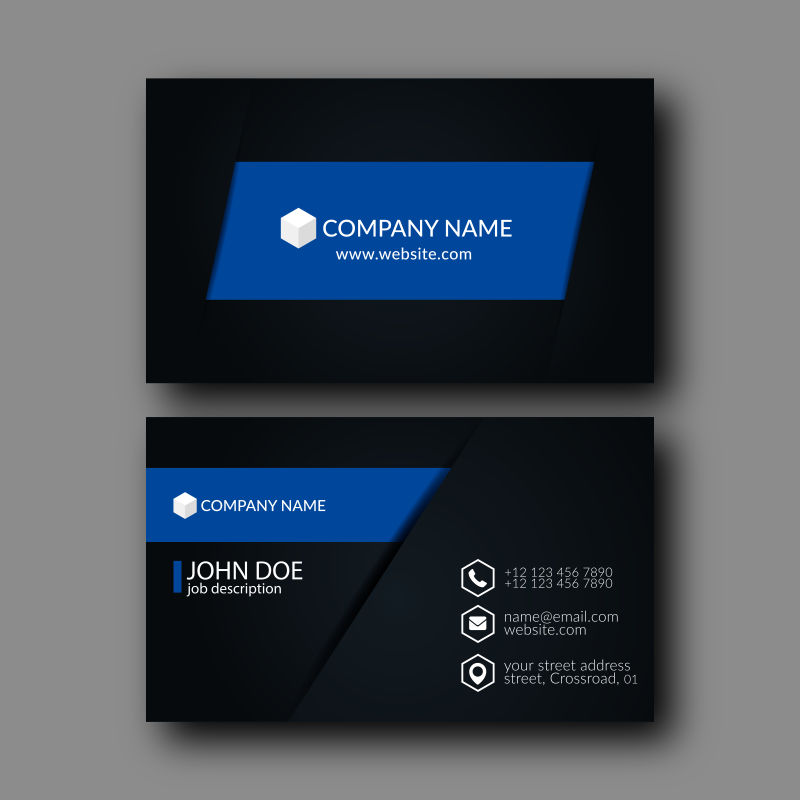 现代简单的黑色名片设计矢量图
