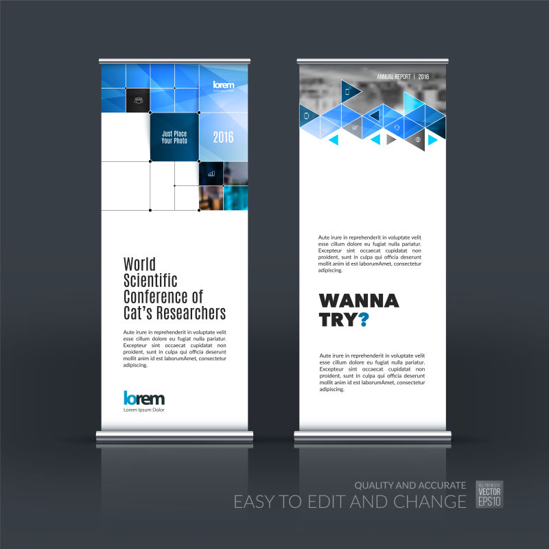 蓝色几何图案商务横幅矢量设计