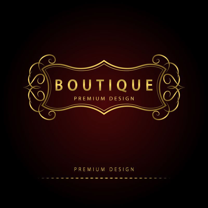 优雅的矢量线条艺术字母花纹logo