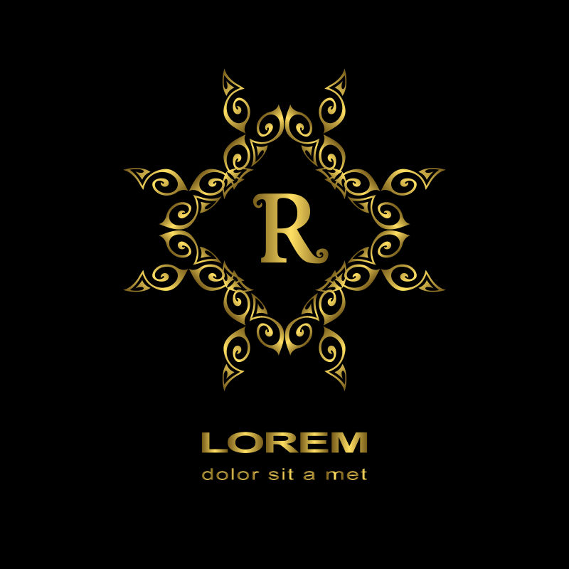 高雅线条字母标志R矢量设计