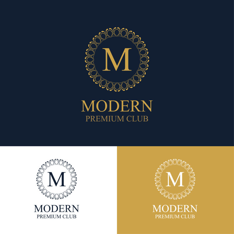 经典风格的字母符号的矢量花纹logo