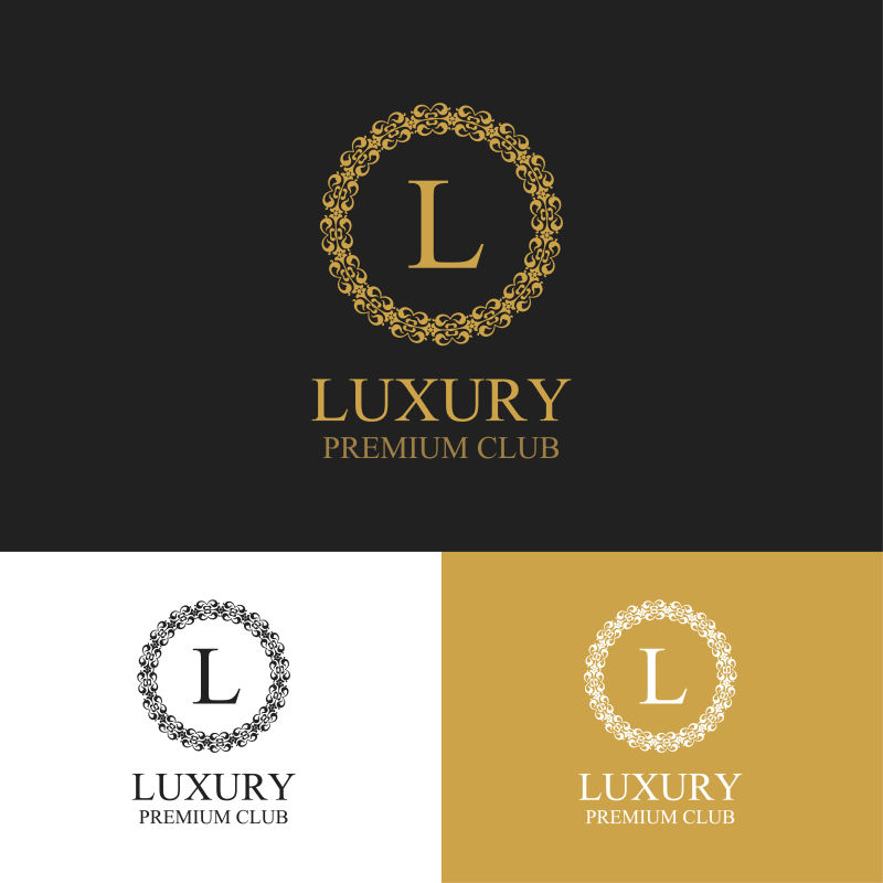 画框中字母符号的矢量字母花纹logo