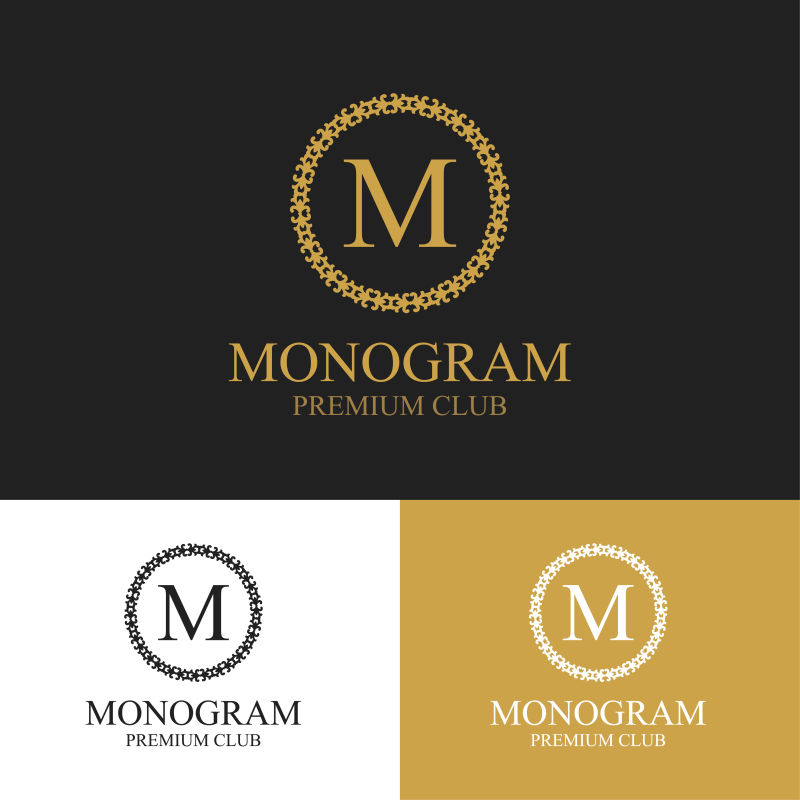 经典风格的矢量字母符号花纹logo