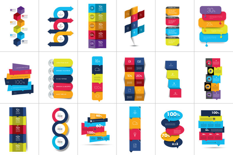 矢量彩色几何形状信息图示设计