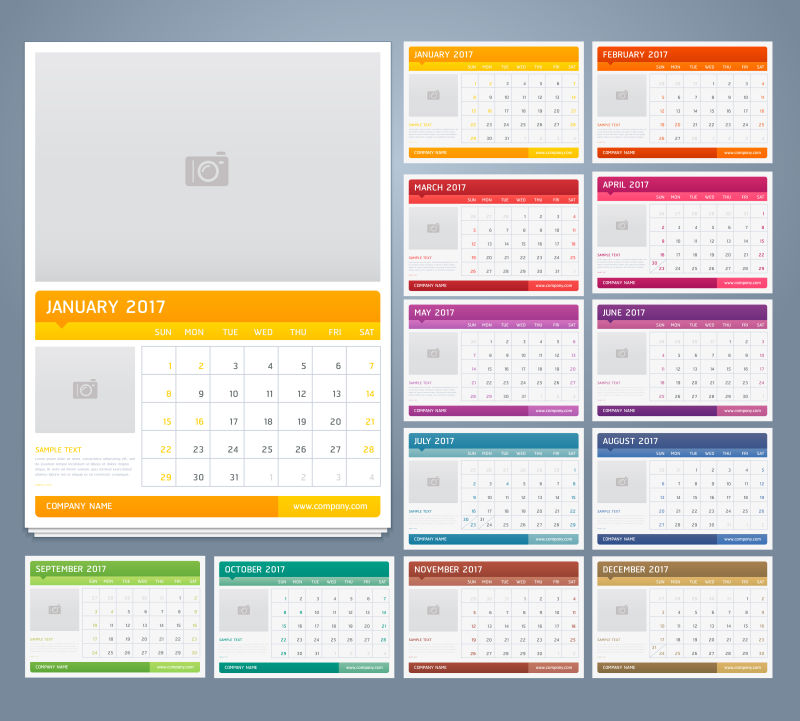 2017日历打印设计矢量