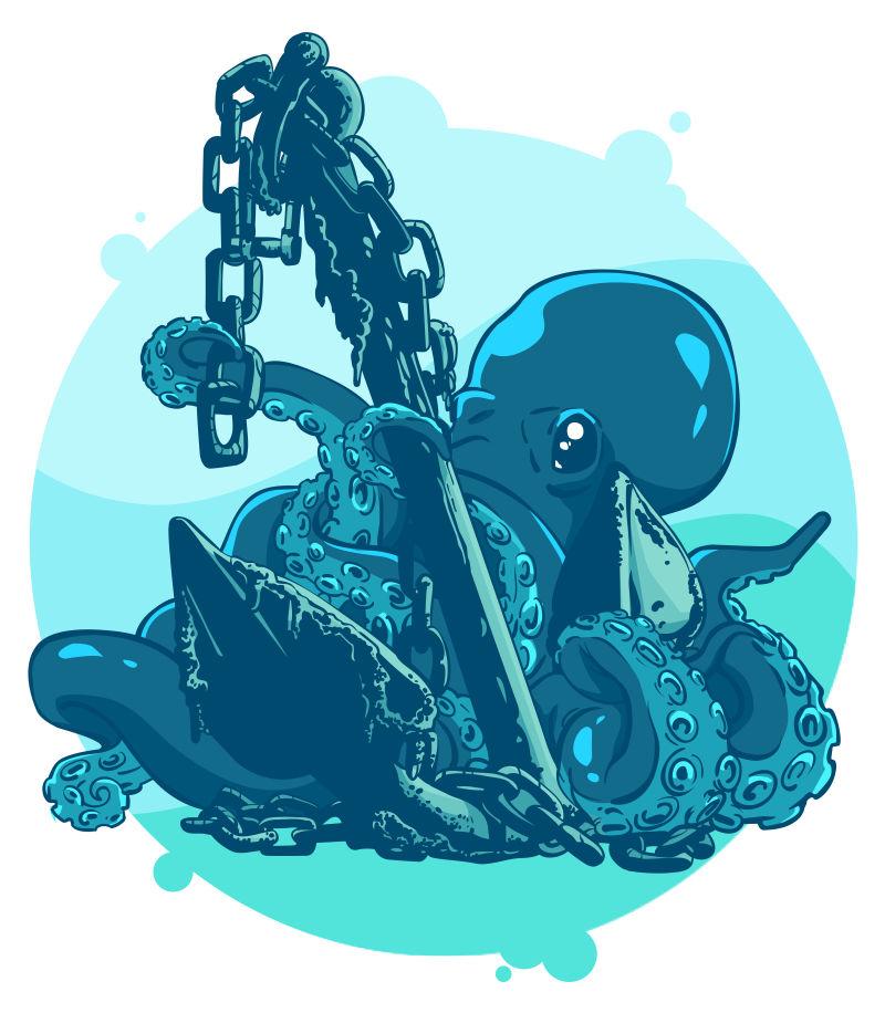 矢量绿色章鱼设计