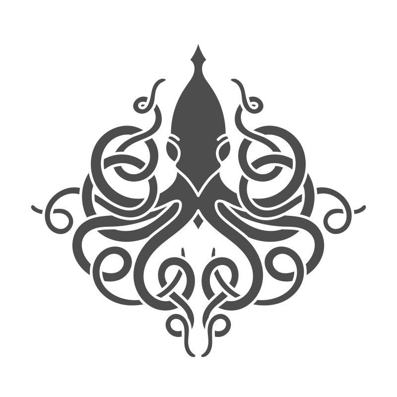 矢量章鱼徽章标志