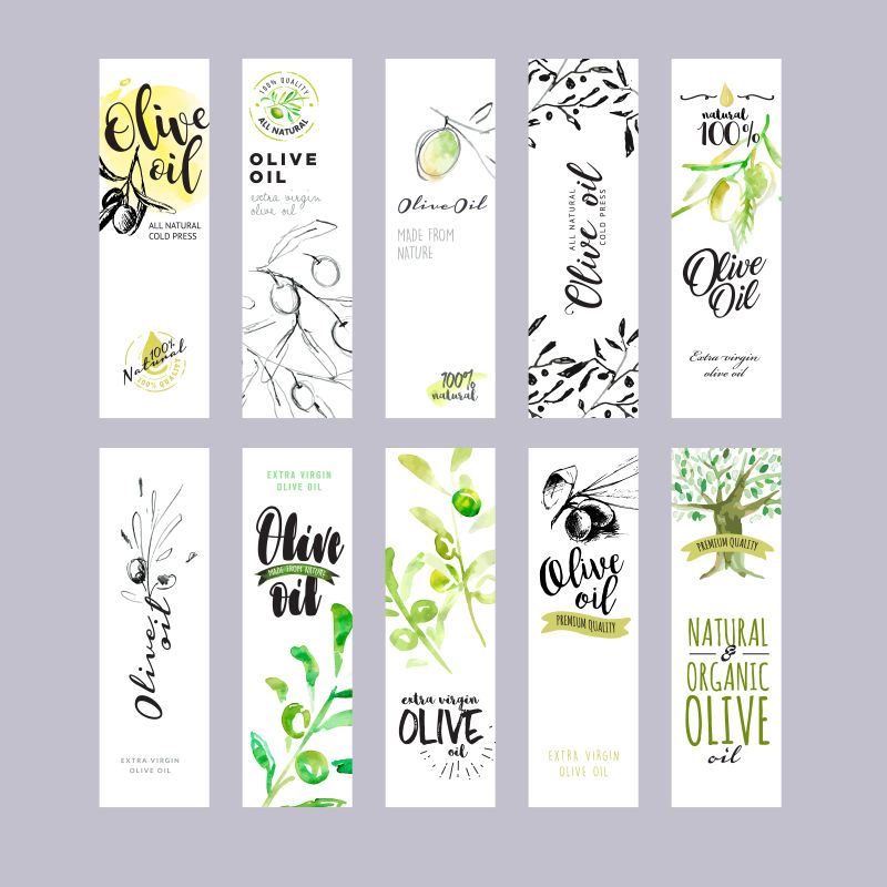 橄榄油包装的矢量插图概念