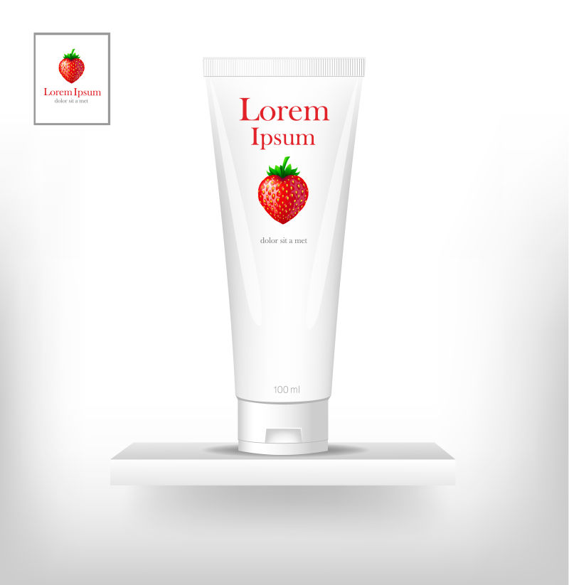 矢量创意可爱草莓元素的护肤品包装设计