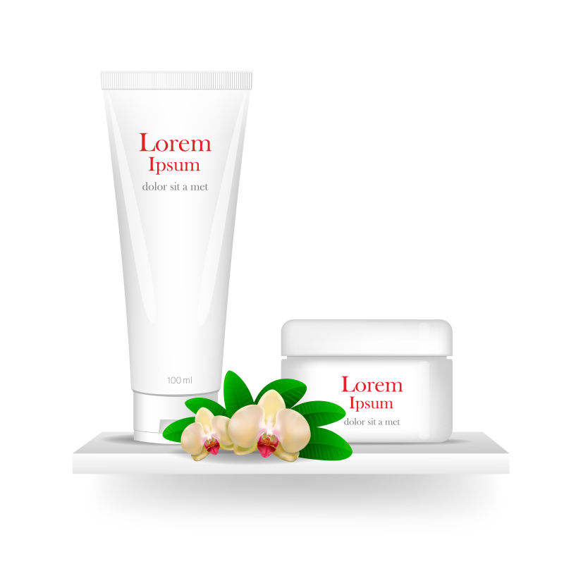 矢量白色空白护肤品包装设计