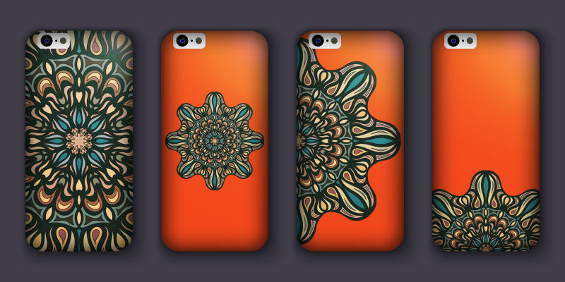 矢量抽象花卉元素的手机壳设计