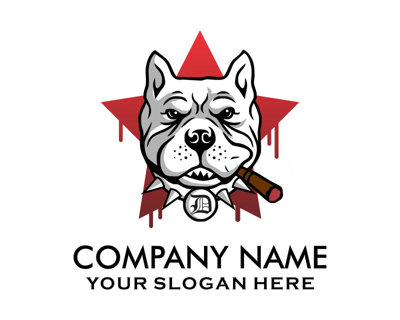 矢量抽象吸烟的斗牛犬插图