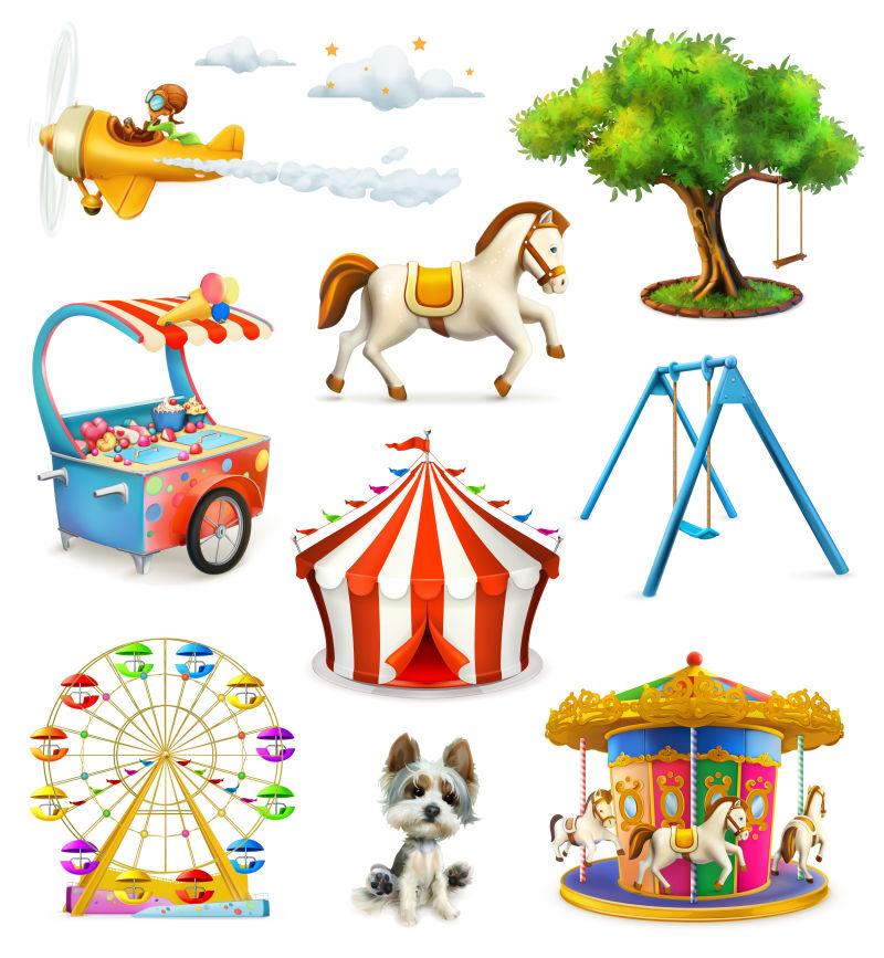 儿童游乐场矢量图标集